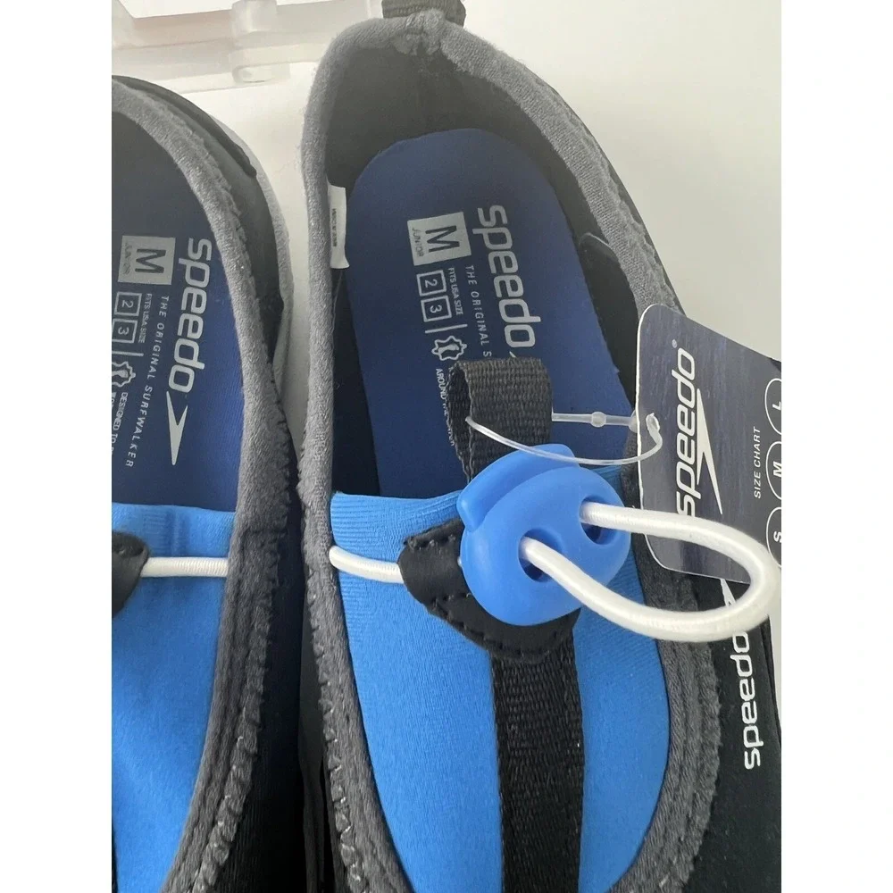 Speedo Junior Boy's Water Shoes Size Medium 2-3 Surfwalker Pro Black Blue A68